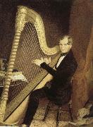 unknow artist an early 19th century pedal harp player painting